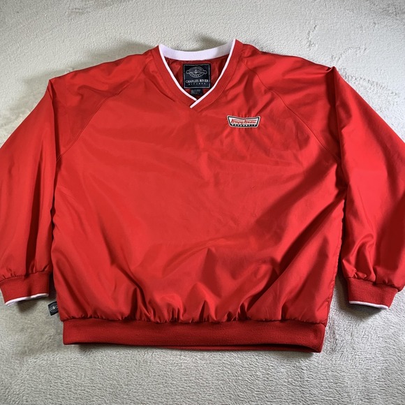 Vintage Krispy Kreme Jacket Mens XL Red V Neck Windbreaker Charles River Apparel - Picture 2 of 10